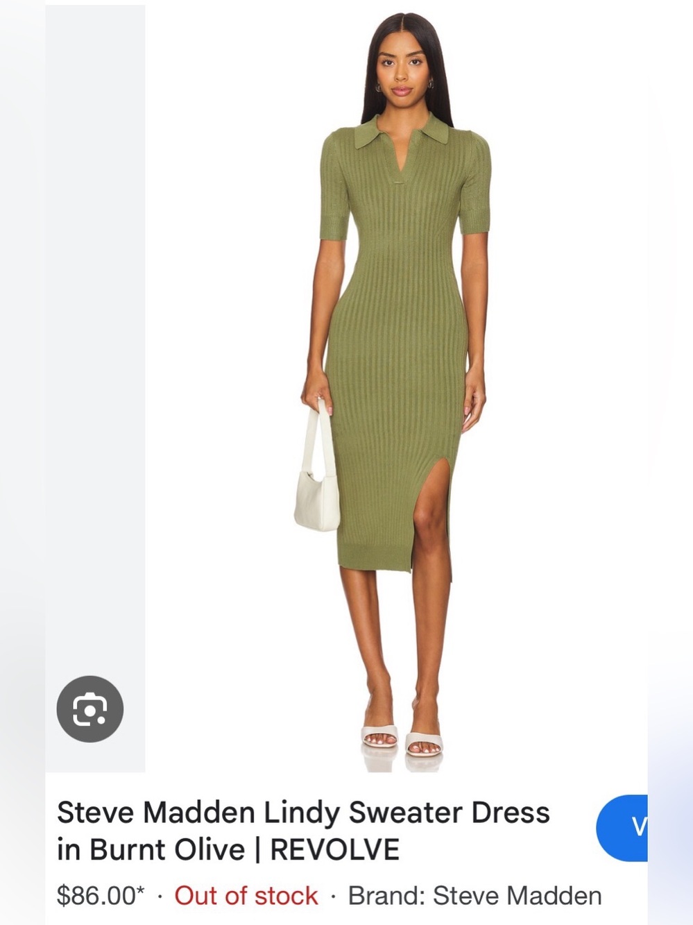 Steve Madden Olive Ribbed Polo Midi Dress